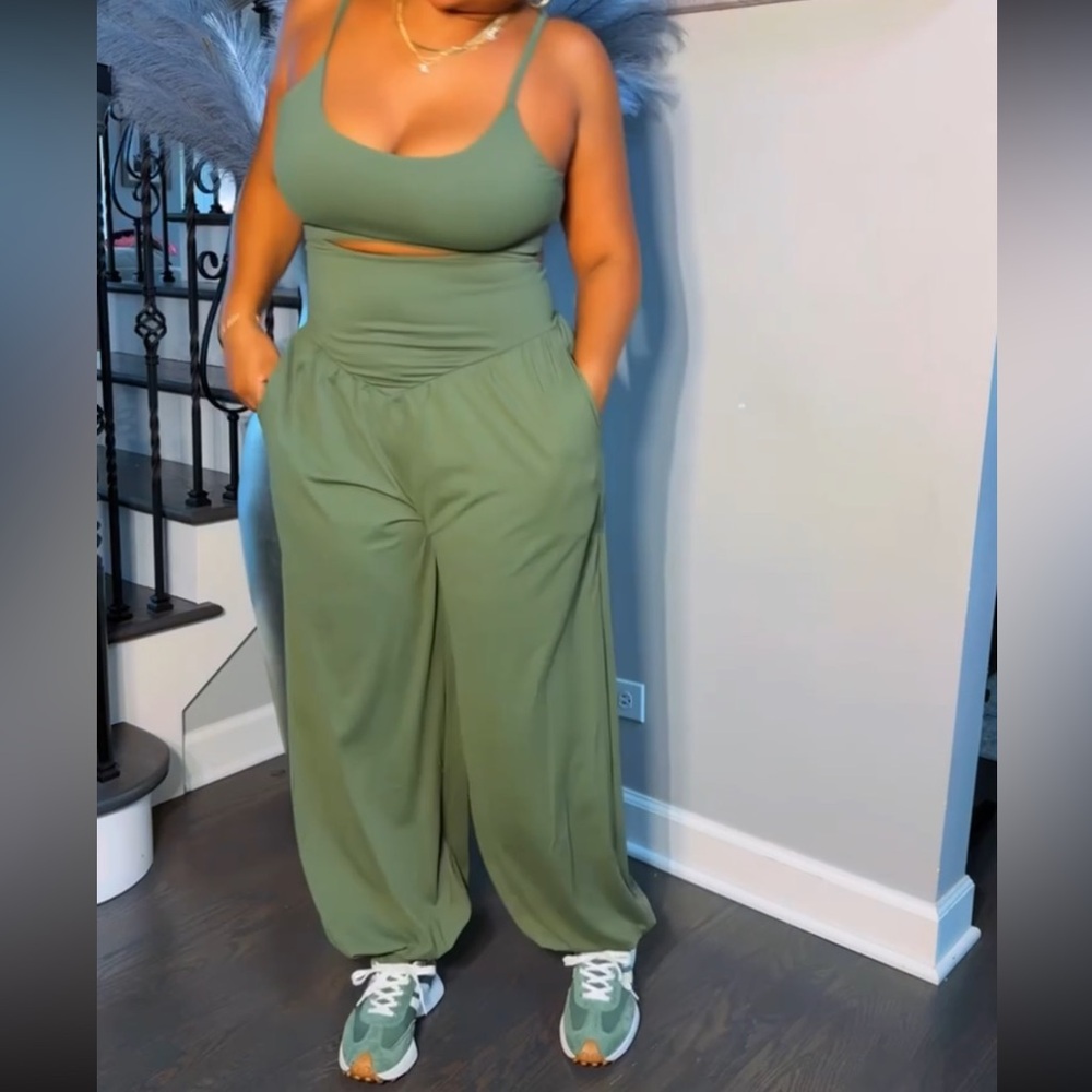 Cutout Strapless Jumpsuit in Light Green